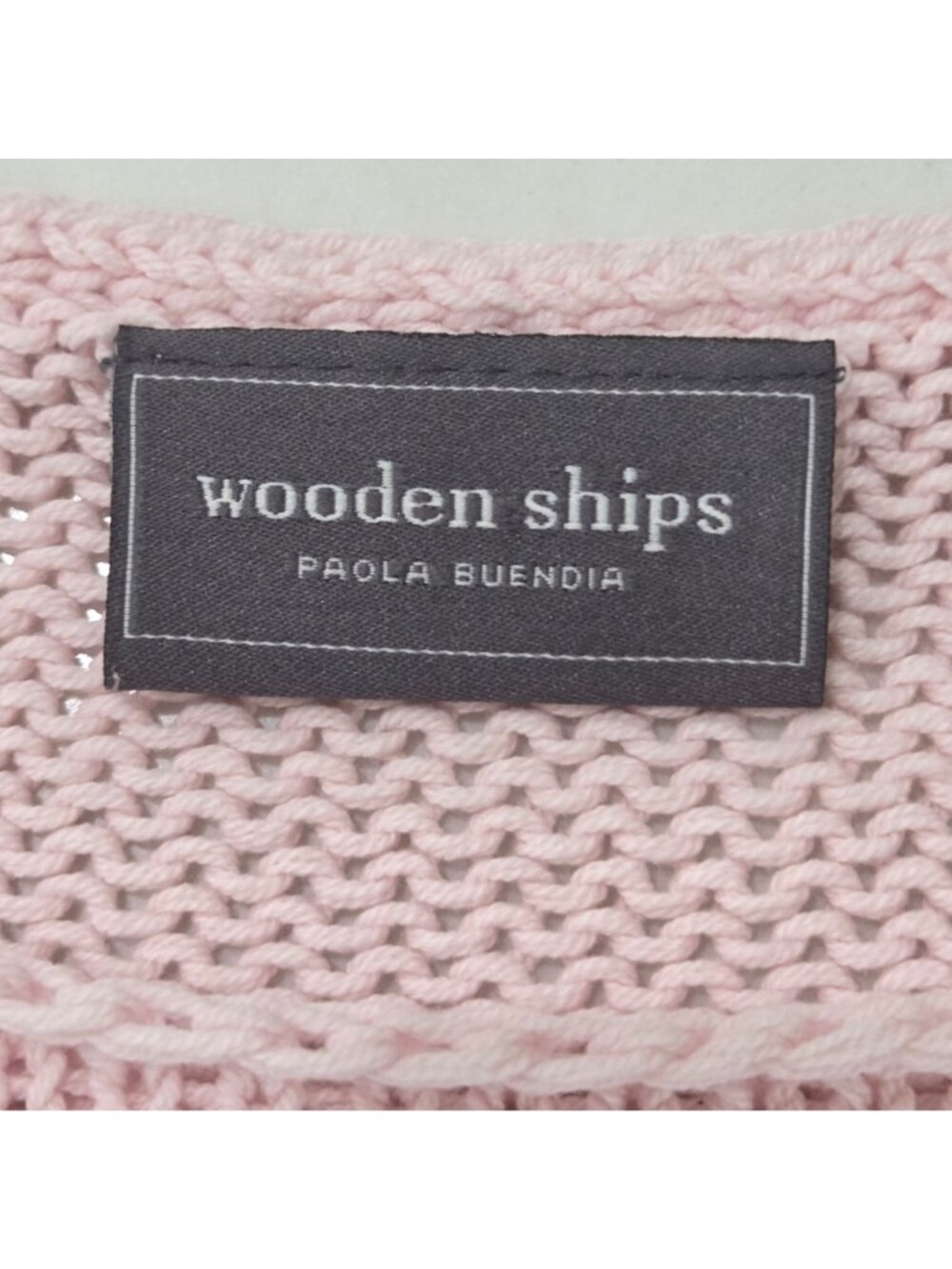 Wooden Ships American Flag Heart Sweater Top L Pink Open Knit Short Sleeve Beach - Picture 8 of 9